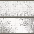 Bamboo Pattern Wall Background With Leaf And Stem Designs For Interior 3d model