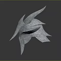 Intricate Silver Metallic Weapon With Sharp Spikes And Streamlined Angular Design