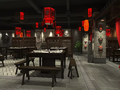 Chinese Hot Pot Shop 3d model