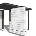 Modern Entrance Gate Design With Gray Walls Black Canopy And Side Lanterns