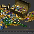 Treasure Collection With Open Chests Gold Coins Jewels And Decorative Antiques