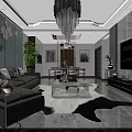 Modern Light Luxury Integrated Living And Dining Room With Elegant Furniture And Comfortable Interior Design