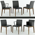 Modern Wooden Dining Table Set With Gray Upholstered Chairs And Rectangular Top 3d model