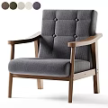 Comfortable Green Velvet Accent Chair with Wooden Armrests and Tufted Back Design