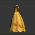 Elegant Yellow Princess Dress With Fluffy Skirt And Ruffled Decorative Details