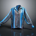 Stylish Blue And Brown Striped Long Sleeved Collared Silk Shirt For Daily Use