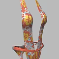 Summer Orange Floral Print Halter Bikini Top and Bottom Set