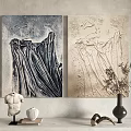 Abstract Wall Art With Sculptural Bust Vase And Decorative Items On 3d model