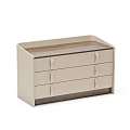 Beige Entryway Side Cabinet with Three Drawers Wooden Top Modern Storage Design