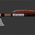 Traditional Decorative Axe With Ornate Handle And Handcrafted Knife Red Sheath
