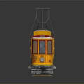 Vintage Yellow Tram Train With White Roof And Overhead Wire On Tracks