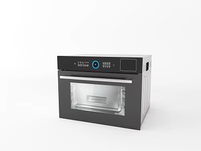 Modern Black and Silver Kitchen Oven with Digital Display and Glass Door Design 3d model