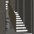 Elegant Modern Staircase Design With Marble Steps Metal Frame And Dark Textured Wall