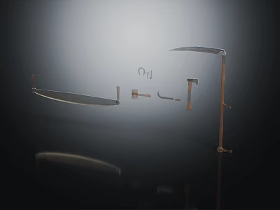 Durable Metal Hardware Tools Collection With Sickle Clamp Wrench And Fittings 3d model