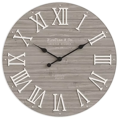 Rustic Wooden Wall Clock With Planked Wood And Roman Numerals 3d model