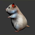 Cute Standing Hamster Game Movie Character with White Pink Fur 3D Rendered Design