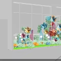 Floral Installation With Colorful Flowers Green Plants And Transparent Frames Near Staircase