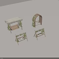 Outdoor Swing Chairs With Wooden Frames White Canopies And Green Vine Decorations