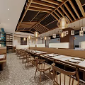 Chinese Style Restaurant Interior Design With Wooden Decor Chinese Character Lanterns And Marble Tables
