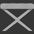 Modern Sofa Bench With Light Gray Upholstered Seat And Crossed Chrome Metal Legs