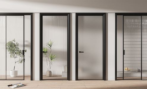 Modern swing door glass sliding door 3d model