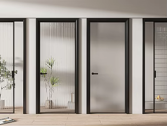 Modern swing door glass sliding door 3d model