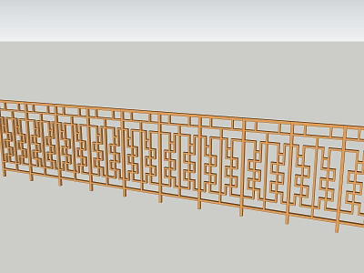 Golden Railing With Intricate Geometric Patterns And Traditional Chinese Design 3d model