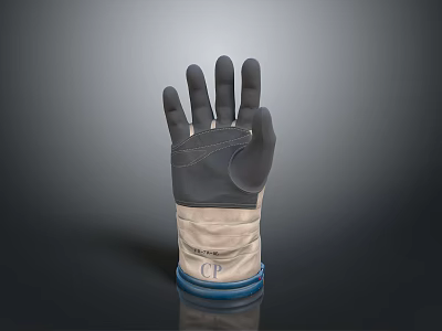 Weapon Tactical Glove With Gray And Off White Design Blue Wrist Edge And CP Logo 3d model