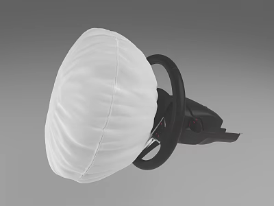Car Steering Wheel With Deployed Airbag Safety Device In Action 3d model