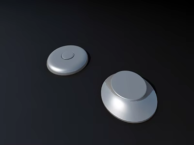 Silver Circular Modern Metal Door Handles on Black Background 3d model