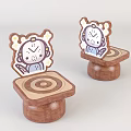 Wooden Children's Chair with Cartoon Backrest Headphones Star Decorations Circular Seat Concentric Patterns Cylindrical Base