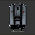 Blue And Silver Model Subway Train With Multiple Black Windows On Gray Reflective Base 3d model