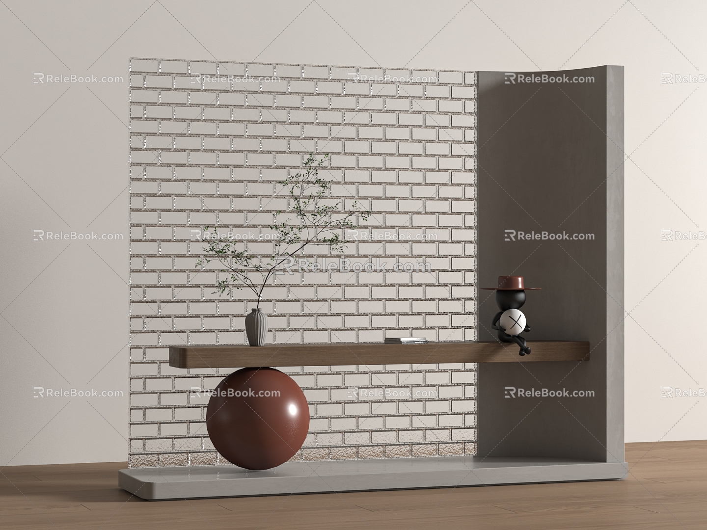 Modern glass brick partition 3d model