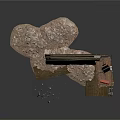 Industrial Construction Site Scene Components With Crushed Stones Wooden Planks And Metal Pipes
