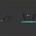 Elegant Round Table And Chairs Furniture Set With Cake And Blue Glow