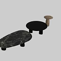 Modern Round Dining Tables With Black Wood And Marble Tops And Cylindrical Legs Designs