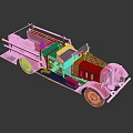 Vintage Red Fire Truck with Ladder Water Tank and Classic Structure