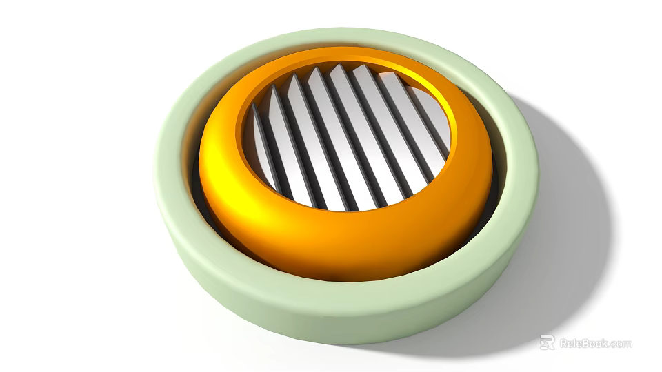 Circular Industrial Equipment With Orange Striped Core And Light Green Outer Ring 3d model 
