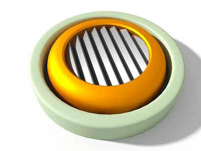 Circular Industrial Equipment With Orange Striped Core And Light Green Outer Ring 3d model