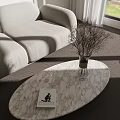 Modern Beige Sofa And Coffee Table Set With Floor Lamp Geometric Artwork And Dried Flowers