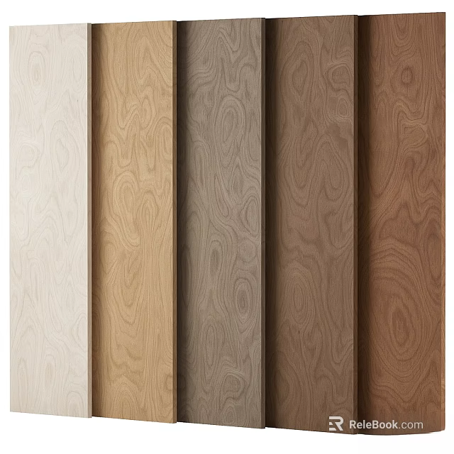 Wooden Decorative Components with Various Natural Wood Grain Textures and Color Tones for Interior Design 3d model 