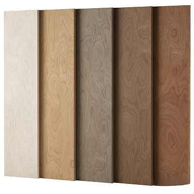 Wooden Decorative Components with Various Natural Wood Grain Textures and Color Tones for Interior Design 3d model