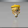Cute Winged Cartoon Character With Yellow Hat Blonde Hair Blue Eyes And Orange White Outfit