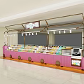 Shopping Mall Candy Store With Pink Counter And Colorful Candy Displays