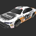 White Race Car With Black Orange Graphics Number 42 Generic Logo