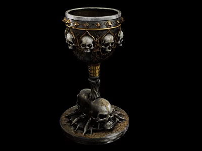 Ornate Vintage Goblet With Skull Decorations Spider Legs And Base Design 3d model