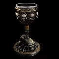 Ornate Vintage Goblet With Skull Decorations Spider Legs And Base Design