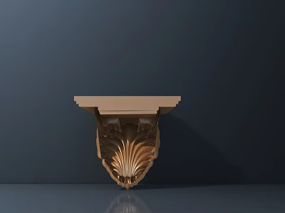 Intricate Carved Shiny Wooden Corbel With Ornate Design On Dark Background 3d model