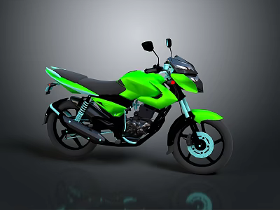 Green Modern Motorcycle With Sleek Body Black Seat And Stylish Wheels Design 3d model