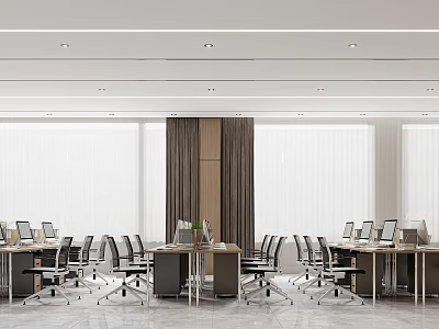 Close-up of the second floor office in modern public office area 3d model